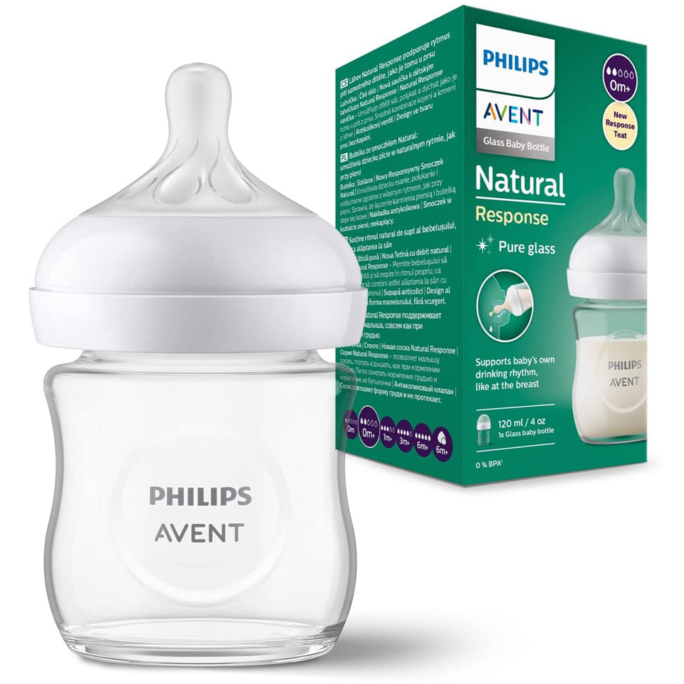 Avent Glass Natural Baby Bottle With Natural Response Nipple - Baby Set