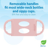 Wide-Neck Sippy Spout Bottle Silicone Handles, 270mL, Light-Pink, 6m+