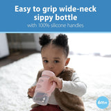 Wide-Neck Sippy Spout Bottle Silicone Handles, 270mL, Light-Pink, 6m+