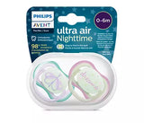 Ultra Air Night Time Soother Pack of 2, 0-6M GIRL