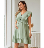 Maternity Summer Ruffle Trim Dress