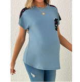 Maternity Love Heart Print Color Block Pocket T-Shirt