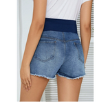 Elastic Denim Shorts