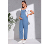 Maternity Patched Pocket Denim Overalls Without Tee