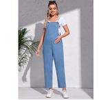 Maternity Patched Pocket Denim Overalls Without Tee