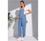 Maternity Patched Pocket Denim Overalls Without Tee