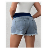 Maternity Adjustable Waist Ripped Denim Shorts