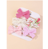 5pcs Baby Bow Decor Hair Band PINK