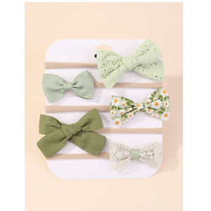 5pcs Baby Bow Decor Hair Band mint