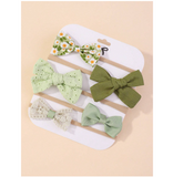 5pcs Baby Bow Decor Hair Band mint