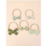 5pcs Baby Bow Decor Hair Band mint