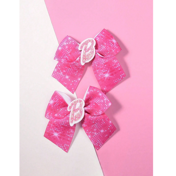 2pcs Pink Letter Hair Clips