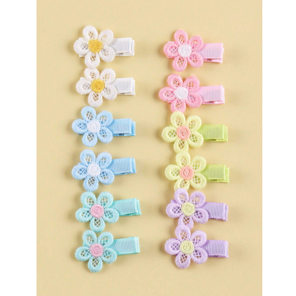 12pcs Cute Flower Design Hairpins