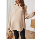 Maternity Half Zip Raglan Sleeve Fleece Tee