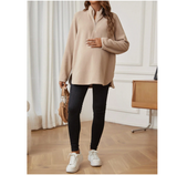 Maternity Half Zip Raglan Sleeve Fleece Tee