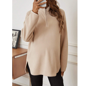 Maternity Half Zip Raglan Sleeve Fleece Tee