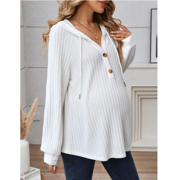 Maternity Hooded Loose Casual Sweatshirt