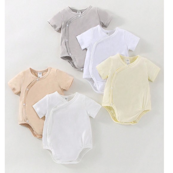 5pcs Button Front Solid Bodysuit