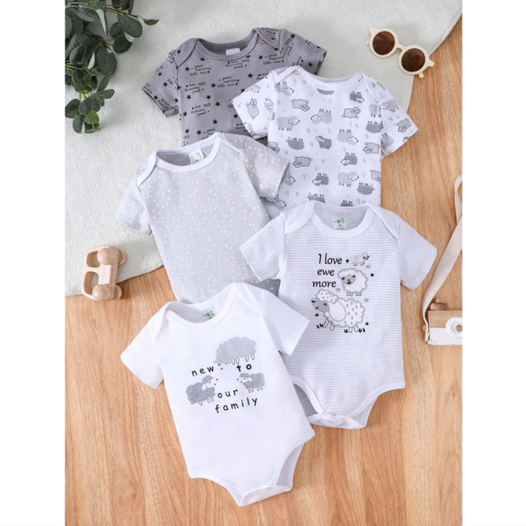 5PCS Baby Triangle Bodysuit