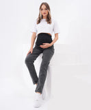 Maternity Mom Jeans Grey