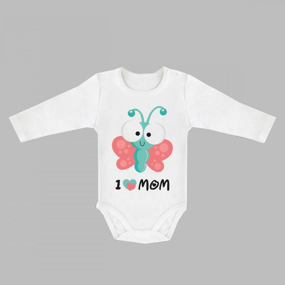 I LOVE MOM bodysuit butterfly