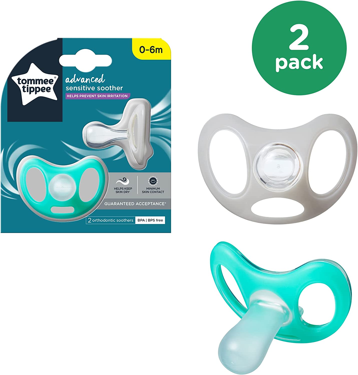 Tommee Tippee Sensitive Soothers 2-Pack (2 Sizes) – Kaco