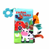 Educational cloth book with teether Farm tails